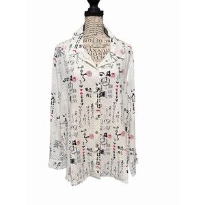 Women’s Button Down Tunic Blouse Shirt w/ Roll Up Sleeves, Sizes PtP (26) 2x/3x